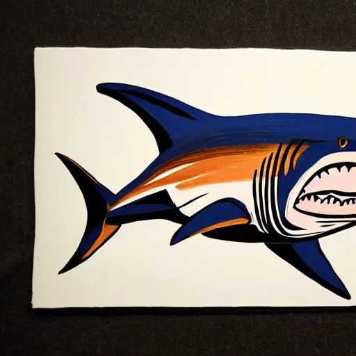 Image similar to a shark, painted in the style of a bored ape yacht club, nft,