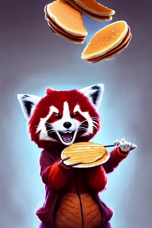 Prompt: anthropomorphic red panda making pancakes wearing a hoodie,, 8 k character concept pixar art, animation pixar style, shaded lighting poster by magali villeneuve, artgerm, jeremy lipkin and michael garmash, rob rey and kentaro miura style, trending on art station