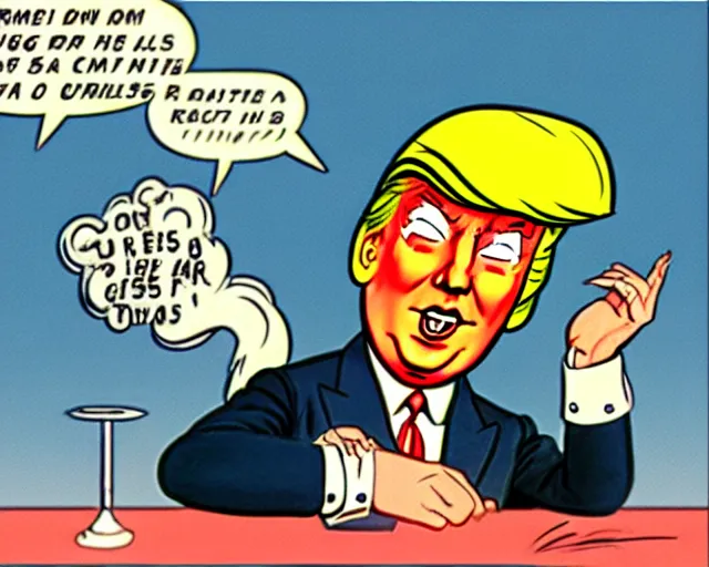 Image similar to cartoon from the 5 0 s, donald trump in mathemagic land