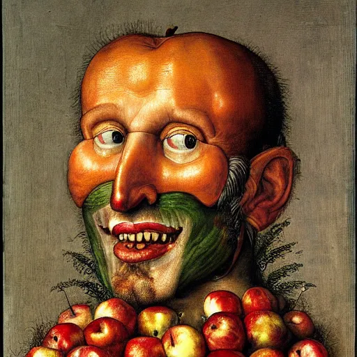 Image similar to giuseppe arcimboldo, steve jobs, apples