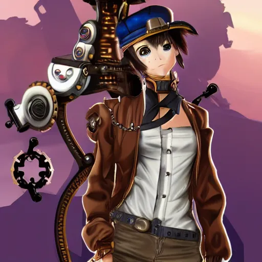 Image similar to steampunk anime mechanic