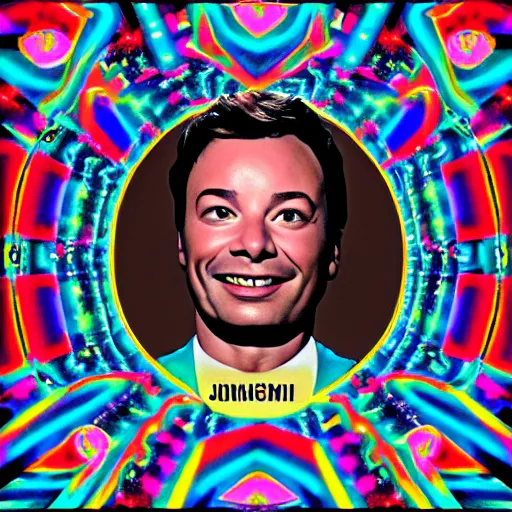 Prompt: jimmy fallon psychedelic nightmare