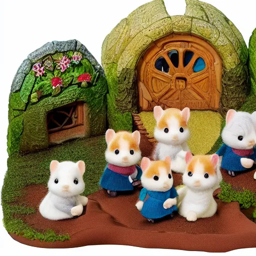 Image similar to lord of the rings calico critters in the shire