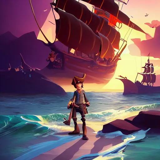 Image similar to painting jack the pirate on sea of thieves game avatar hero smooth face median photoshop filter cutout vector behance hd by jesper ejsing, by rhads, makoto shinkai and lois van baarle, ilya kuvshinov, rossdraws, illustration, art by ilya kuvshinov and gustav klimt