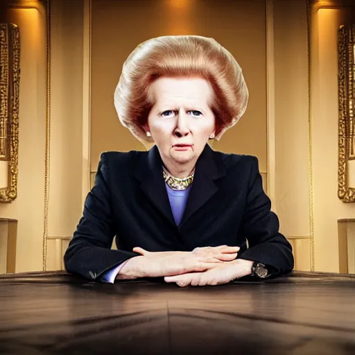 Image similar to limmy brian limond as margaret thatcher, realistic, wide shot, sunny lighting, octane render, hyper realistic, high quality, highly detailed, hd, beautiful, cinematic, 8 k, unreal engine, facial accuracy,