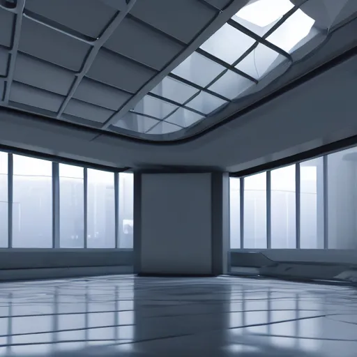 Image similar to futuristic empty room by norman foster, surreal, atmospheric lighting, octane render, unreal engine, 8 k