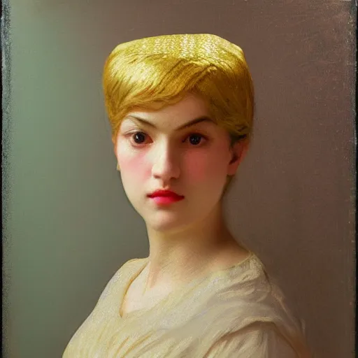 Prompt: a beautiful girl's face made of ivory and gold filigree, daguerreotype by edward hopper, by Bosch, by klimt, art noveau, highly detailed, strong lights, very decorative, liminal, eerie, Bright pastel colors, octane render, 8k