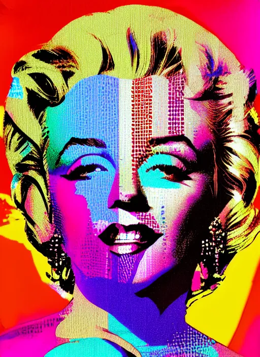 datamosh glitched out marylin monroe digital art, full | Stable ...