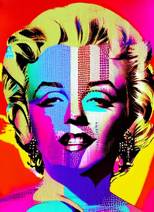 Prompt: datamosh glitched out marylin monroe digital art, full body