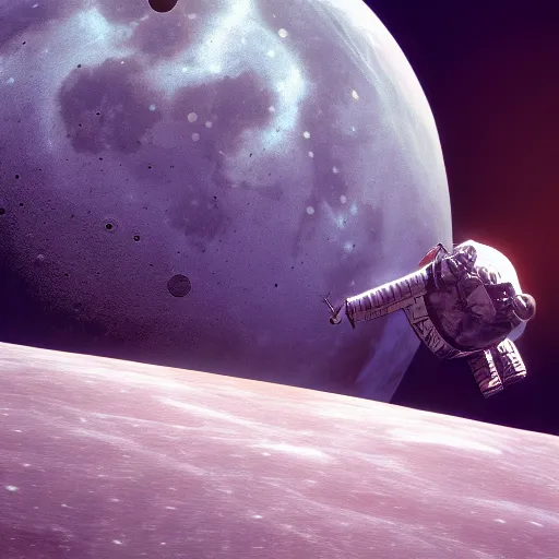 Image similar to apollo 8 earthrise cowboy in space, octane render, blender render, unreal engine, 3 5 mm