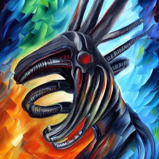 Image similar to digital painting of a Xenomorph, by Leonid Afremov