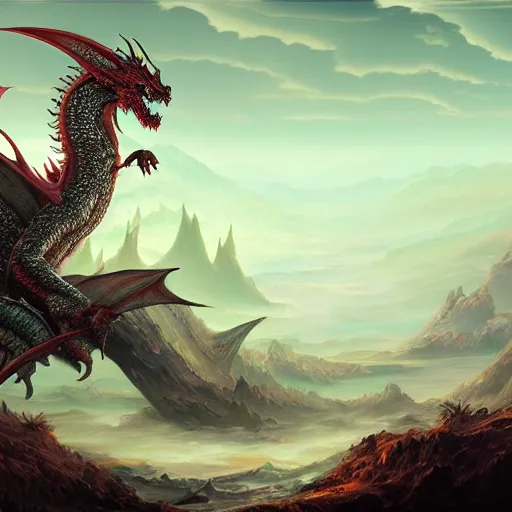 Image similar to dragon with fantasy art landscape , digital art , trending on artstation , Hyperdetailed , CGSociety