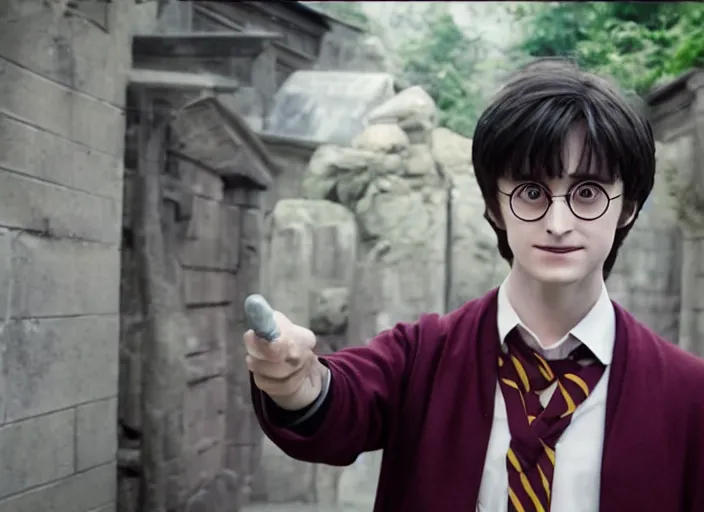 Image similar to a film still of cosplay of harry potter in genshin impact ( 2 0 1 9 )