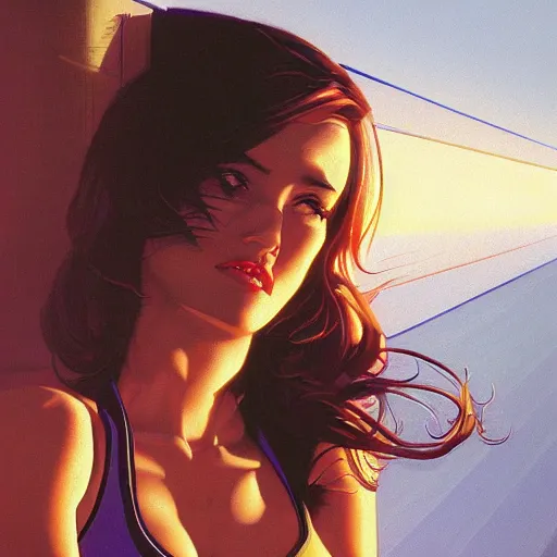 Image similar to detailed face of a woman, cool skydome, fresh atmosphere, ambient, rick guidice, syd mead, hajime sorayama