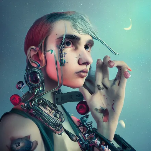 Image similar to miss anthropocene album cover by grimes, trending on artstation, award winning, cgsociety contest winner, 4 k quality, photorealistic