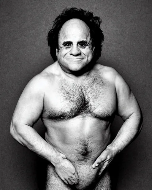 Image similar to portrait of danny devito as a professional wrestler. photographic, photography