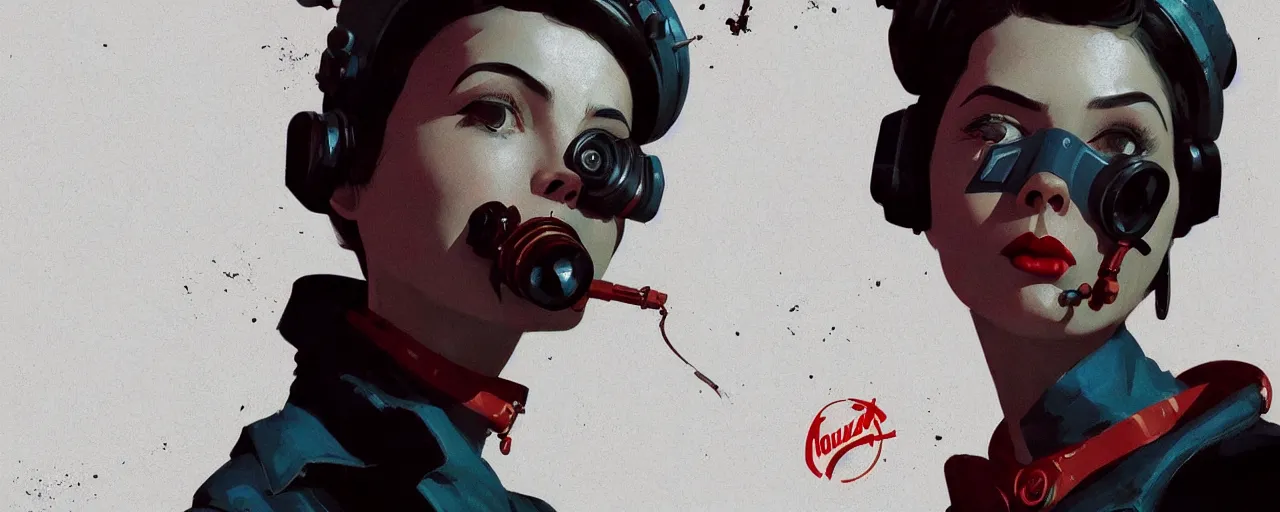 Image similar to duotone noir concept illustration 3 / 4 portrait of female vintage model from fallout 4 advertising nuka cola. accidental renaissance. by sachin teng and sergey kolesov and ruan jia and heng z. graffiti art, scifi, fantasy, hyper detailed. octane render. concept art. trending on artstation