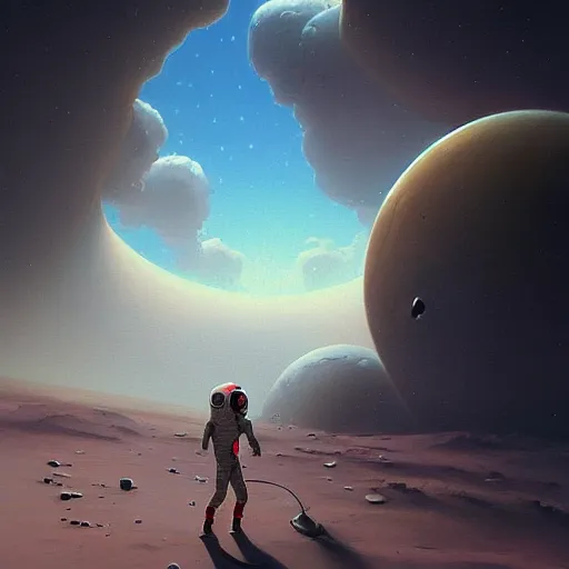 Image similar to digital painting of an astronaut walking on mars, peter mohrbacher