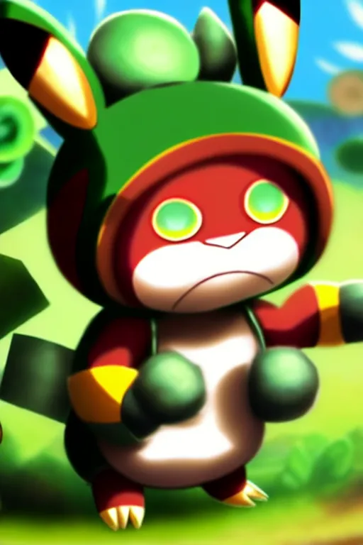 Image similar to teemo, a pokemon trading card of teemo, highly detailed pokemon trading card screenshot