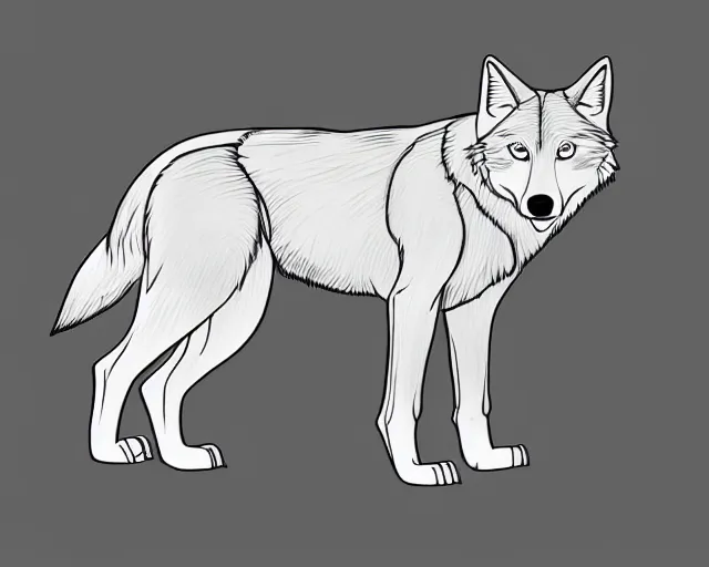 Image similar to professional digital art of a full-body outline of a wolf, super simple, no color, high quality, HD, 8K,