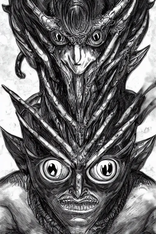 Image similar to portrait of man with seven eyes | digital painting | highly detailed | kentaro miura