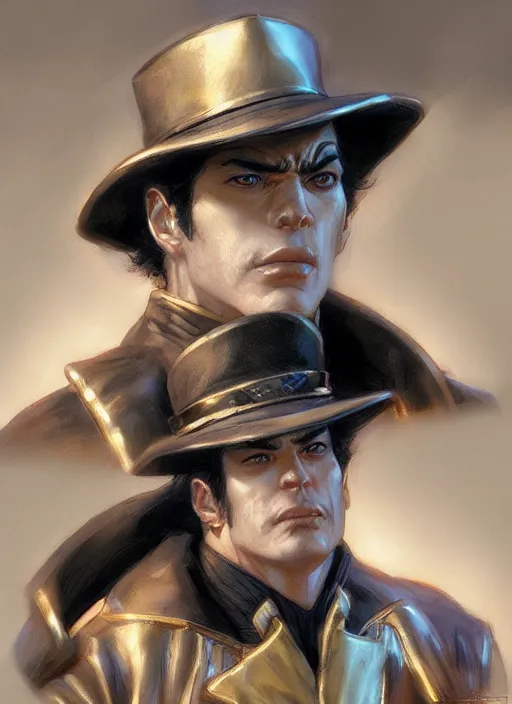 Image similar to Jotaro Kujo, closeup character portrait art by Donato Giancola, Craig Mullins, digital art, trending on artstation