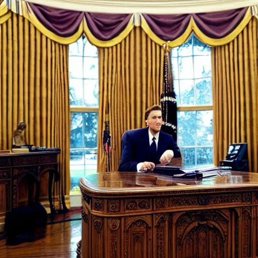 Prompt: jerma985 as president in the oval office