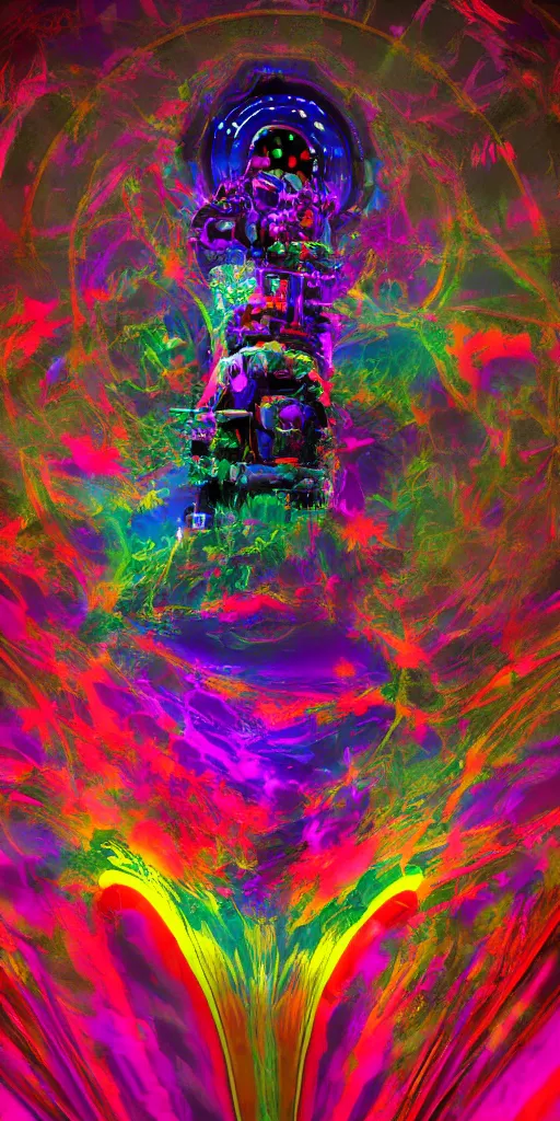 Image similar to retro television opening a portal to hell, inverted rainbow drip paint, surreal horror, psychedelic glitch art, trending on art station, photoreal, 8 k, octane render