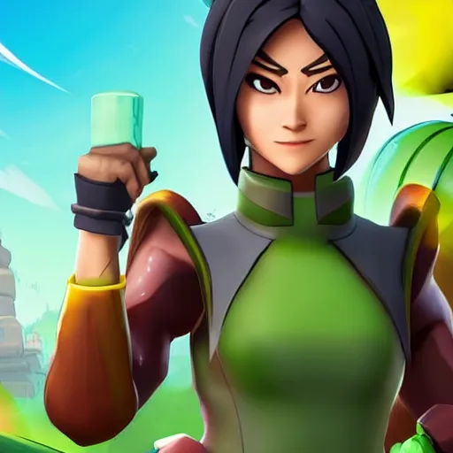 Image similar to toph beifong in fortnite, character render, full body shot, highly detailed, in game render