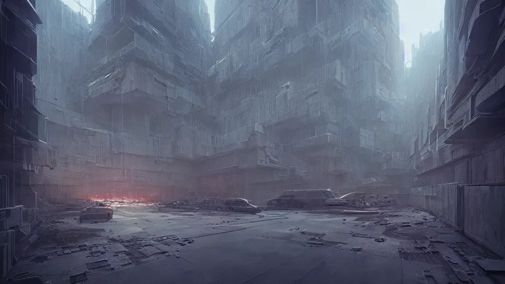 Prompt: an impossible location cinematic dystopian brutalist atmosphere intricate artwork by Tooth Wu and wlop and beeple.