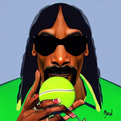 Image similar to snoop dogg, tennis ball monster ,tennis ball, digital art, fantasy,chalk, magic, trending on artstation, ultra detailed, professional illustration by Basil Gogos