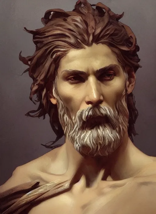 Image similar to 3 / 4 ancient greek man, painted by artgerm and greg rutkowski and alphonse mucha. clear highly detailed face, beautiful art