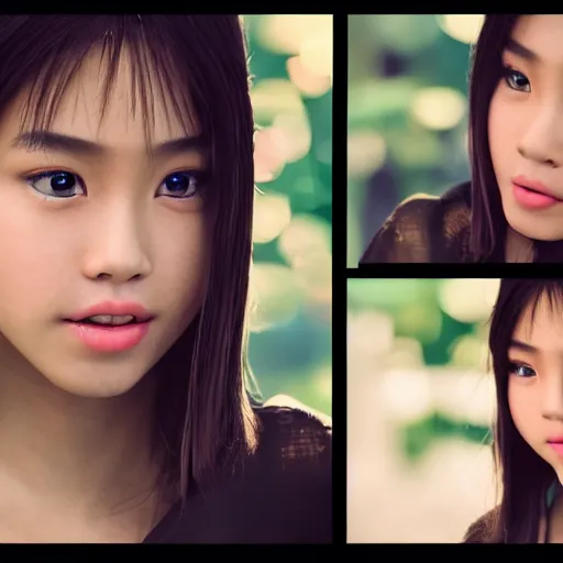 Image similar to a perfect, dynamic, epic, cinematic 8K HD movie shot of close-up philippine beautiful cute young P-Pop idol actress girl face. Motion, VFX, Inspirational arthouse, at Behance, with Instagram filters, Photoshop, Adobe Lightroom, Adobe After Effects, taken with polaroid kodak portra