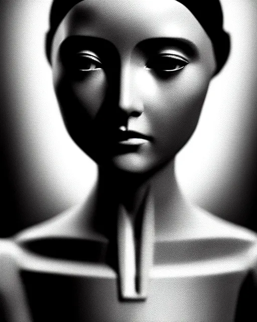 Image similar to black and white dreamy young beautiful female artificial intelligence, metropolis, cinematic, rim light, bokeh, photo - realistic, elegant, high detail, 8 k, masterpiece, photo taken in 1 9 3 0