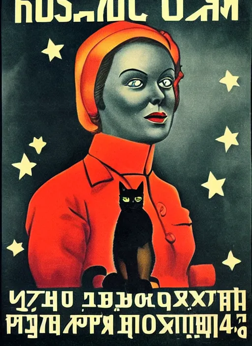 Image similar to russian comunist propaganda of black cat 1 9 4 0