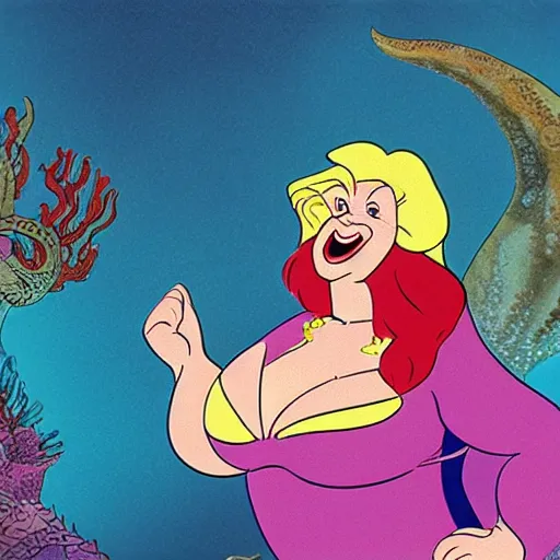 Image similar to ( ( boris johnson ) ) as ursula from the little mermaid, 1 9 8 9 disney, cartoon, octopus