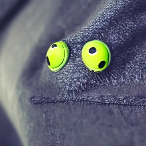 Image similar to a funny picture of a happy frog peeking out of a jacket pocket, 4K