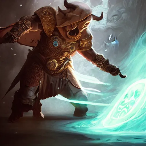 Image similar to Anthropomorphized Seal casting epic spell, magic the gathering artwork, D&D, fantasy, cinematic lighting, centered, symmetrical, highly detailed, digital painting, artstation, concept art, smooth, sharp focus, illustration, volumetric lighting, epic Composition, 8k, art by Akihiko Yoshida and Greg Rutkowski and Craig Mullins, heroic pose, oil painting, cgsociety, magic lab background