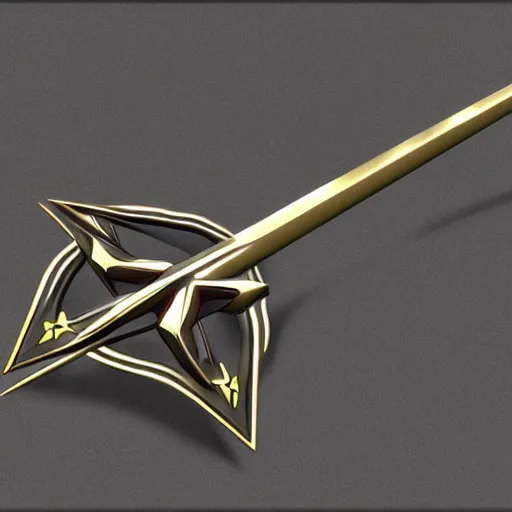 Prompt: photorealistic trident scepter with pentagram on opposite end