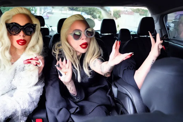 Image similar to lady gaga and judy garland carpool karaoke