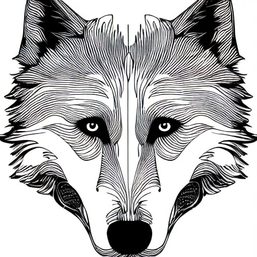 Image similar to wolf template base, digital line-art, full-body sideways view, simple, black and white, coloring book style, high quality, HD, 8K