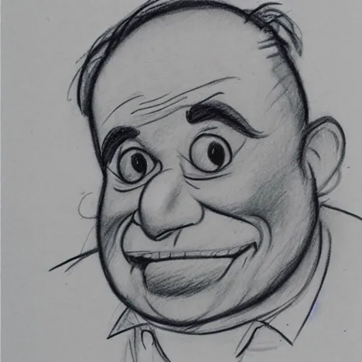Image similar to milt kahl pencil sketch of danny devito