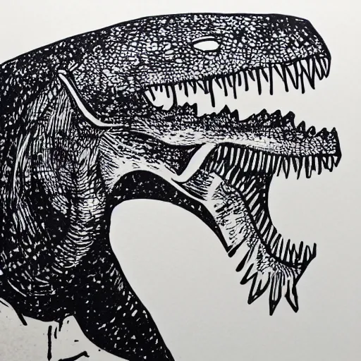 Image similar to linocut of a dinosaur