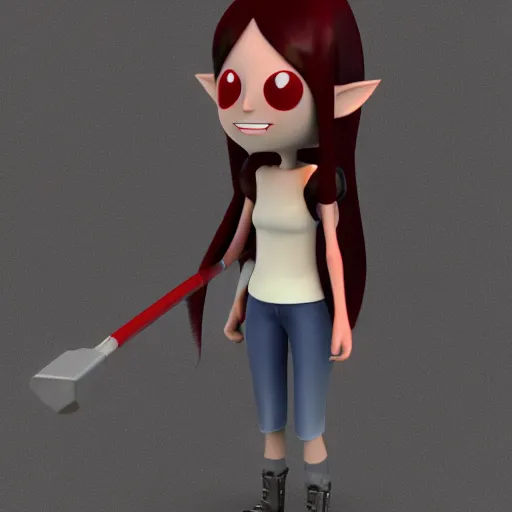 Image similar to 3D render of Marceline The Vampire from the series Adventure Time