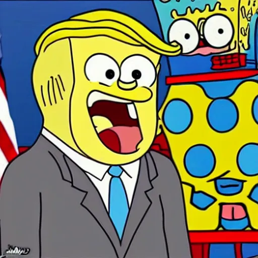 Image similar to donald trump as a spongebob character