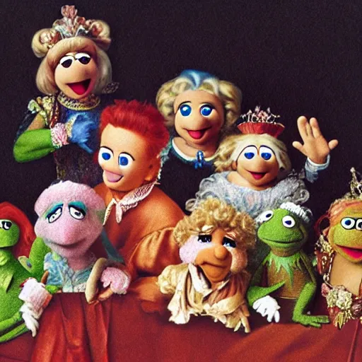 Prompt: muppet babies during the baroque era, highly detailed, color restoration, high - res