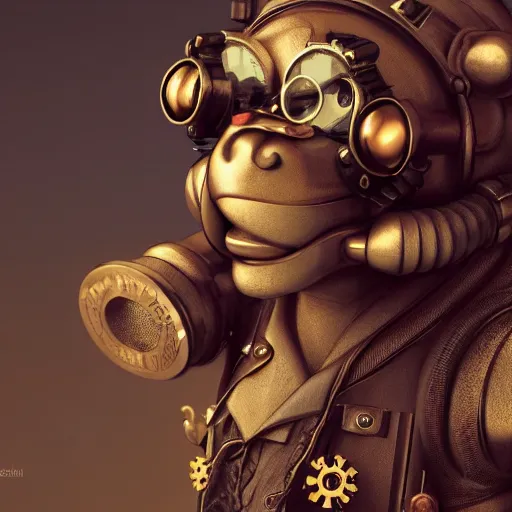 Prompt: steampunk monkey, portrait, robot, concept art, rim light, sharp focus, tilt shift, octane render, anime, moebius, highly detailed