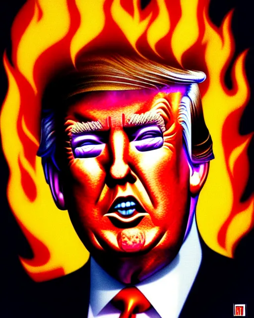 Prompt: portrait of donald trump with eyebrows on fire, by alan bean, ultra detailed, trending on artstation,