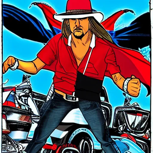 Image similar to kid rock as a super hero, todd mcfarlane art style,