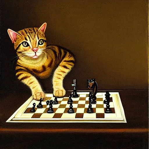 Cat Playing Chess, AI Generated Art Print for Sale by JacobJGuzman